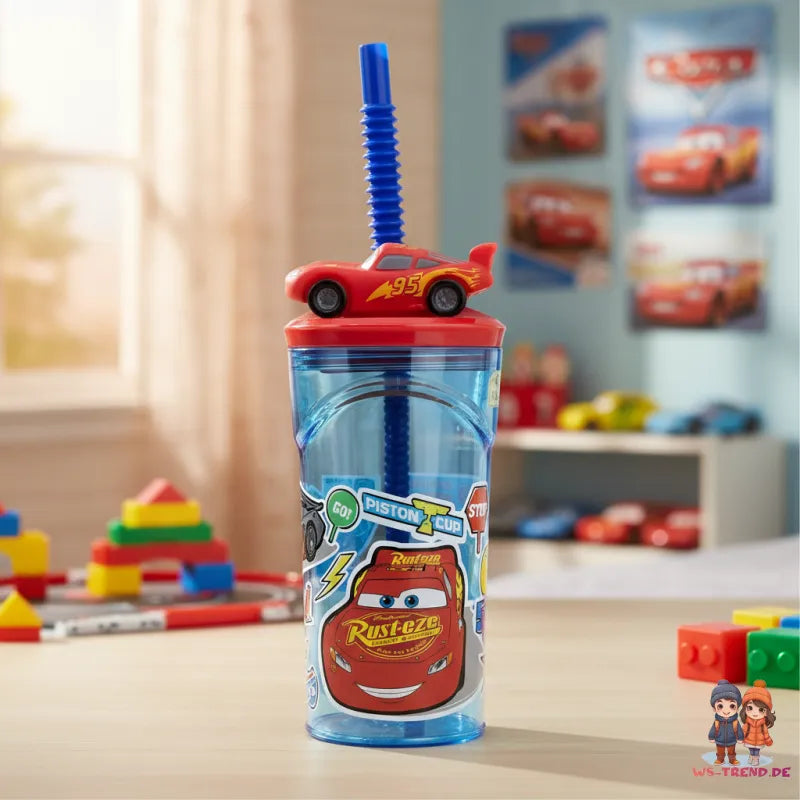 Disney Cars Lighning McQueen 3D Deckel Kinder Trinkbecher Becher 360ml - WS-Trend.de