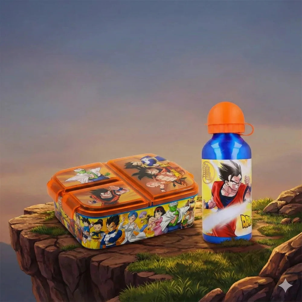 Anime Dragon Ball Kinder 2 tlg Lunch Set - 3 Kammer Brotdose Alu-Trinkflasche - WS-Trend.de