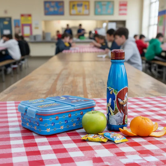 Sonic the Hedgehog 2 tlg. Lunch Set Brotdose mit 3 Kammern XL Alu-Trinkflasche 600 ml - WS-Trend.de