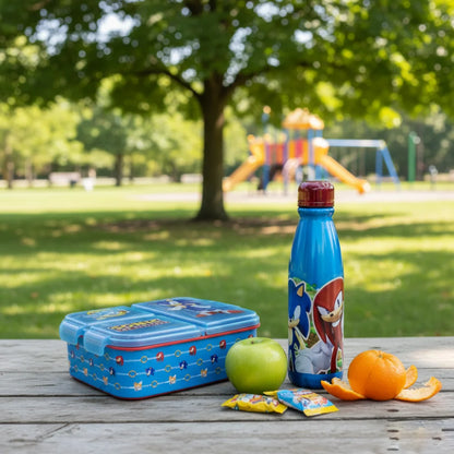 Sonic the Hedgehog 2 tlg. Lunch Set Brotdose mit 3 Kammern XL Alu-Trinkflasche 600 ml - WS-Trend.de
