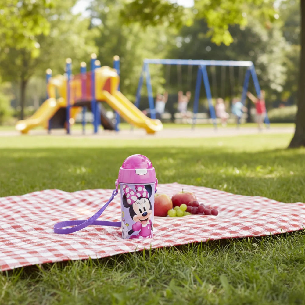 Disney Minnie Maus Trinkflasche Flasche mit Trinkhalm Gurt 500 ml - WS-Trend.de Wasserflasche