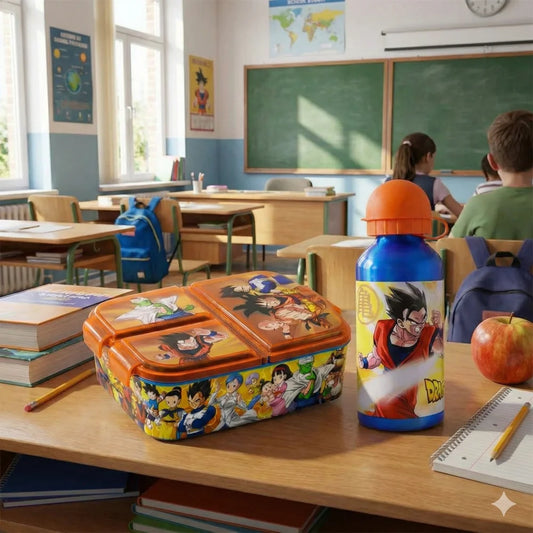 Anime Dragon Ball Kinder 2 tlg Lunch Set - 3 Kammer Brotdose Alu-Trinkflasche - WS-Trend.de