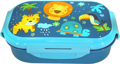 Jungle Friends 3 tlg Kinder Lunch Set Brotdose Alu Trinkflasche 500 ml Göffel - WS-Trend.de
