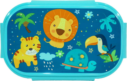 Jungle Friends 3 tlg Kinder Lunch Set Brotdose Alu Trinkflasche 500 ml Göffel - WS-Trend.de