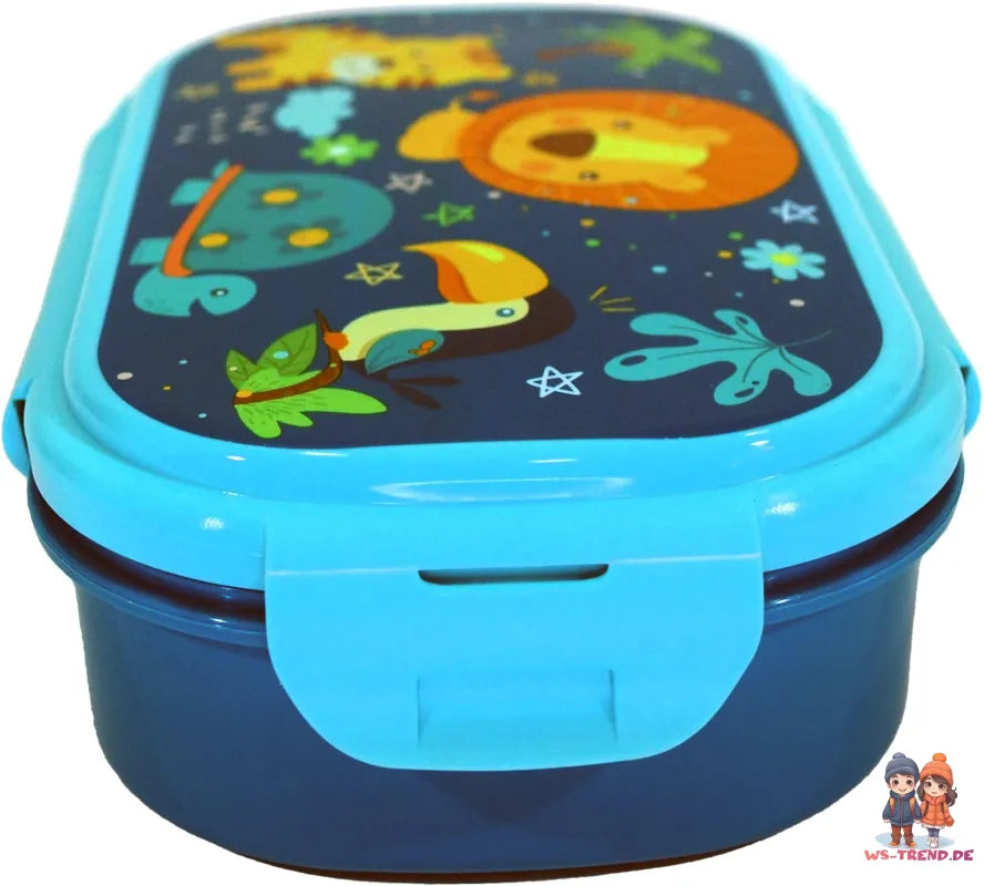 Jungle Friends 3 tlg Kinder Lunch Set Brotdose Alu Trinkflasche 500 ml Göffel - WS-Trend.de