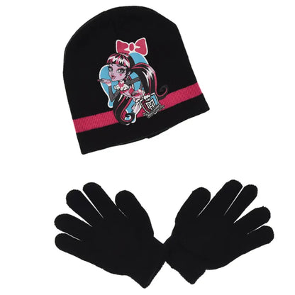 Monster High Girls 2tlg Set Kinder Herbst Wintermütze Bommelmütze Handschuhe - WS-Trend.de
