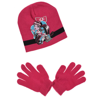 Monster High Girls 2tlg Set Kinder Herbst Wintermütze Bommelmütze Handschuhe - WS-Trend.de