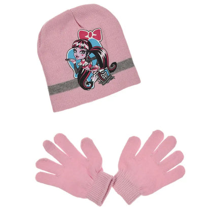 Monster High Girls 2tlg Set Kinder Herbst Wintermütze Bommelmütze Handschuhe - WS-Trend.de