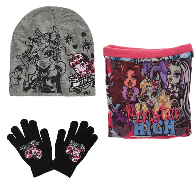Monster High Girls 3tlg Set Kinder Mütze Wintermütze Handschuhe Loop - WS-Trend.de 52 54
