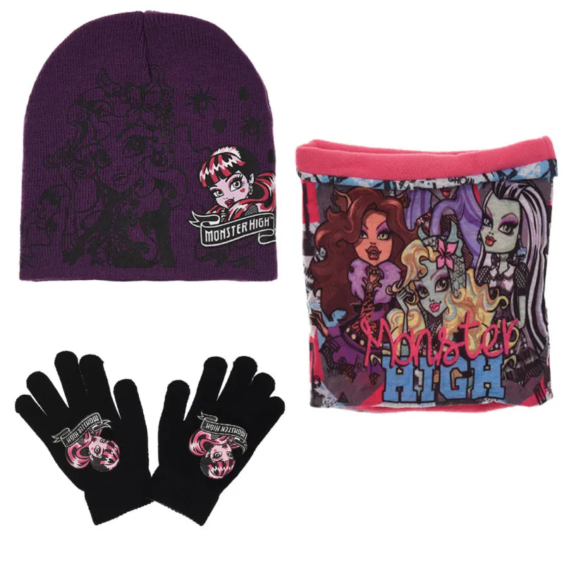 Monster High Girls 3tlg Set Kinder Mütze Wintermütze Handschuhe Loop - WS-Trend.de 52 54