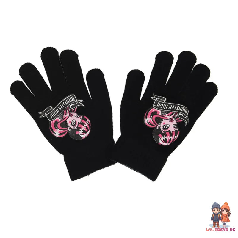 Monster High Girls 3tlg Set Kinder Mütze Wintermütze Handschuhe Loop - WS-Trend.de 52 54
