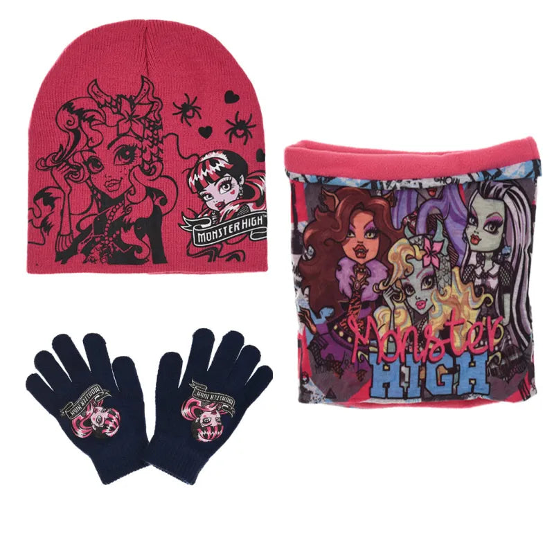 Monster High Girls 3tlg Set Kinder Mütze Wintermütze Handschuhe Loop - WS-Trend.de 52 54