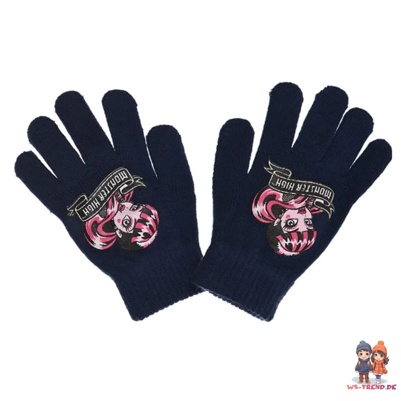 Monster High Girls 3tlg Set Kinder Mütze Wintermütze Handschuhe Loop - WS-Trend.de 52 54