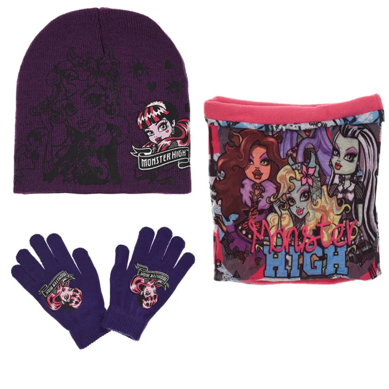 Monster High Girls 3tlg Set Kinder Mütze Wintermütze Handschuhe Loop - WS-Trend.de 52 54