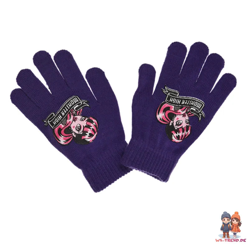 Monster High Girls 3tlg Set Kinder Mütze Wintermütze Handschuhe Loop - WS-Trend.de 52 54