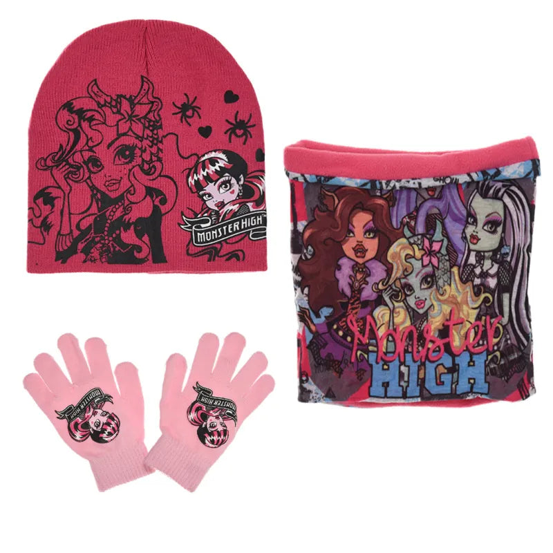Monster High Girls 3tlg Set Kinder Mütze Wintermütze Handschuhe Loop - WS-Trend.de 52 54