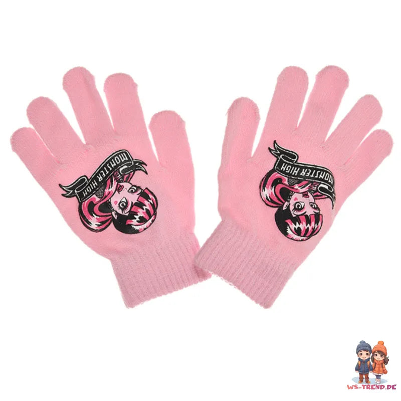 Monster High Girls 3tlg Set Kinder Mütze Wintermütze Handschuhe Loop - WS-Trend.de 52 54