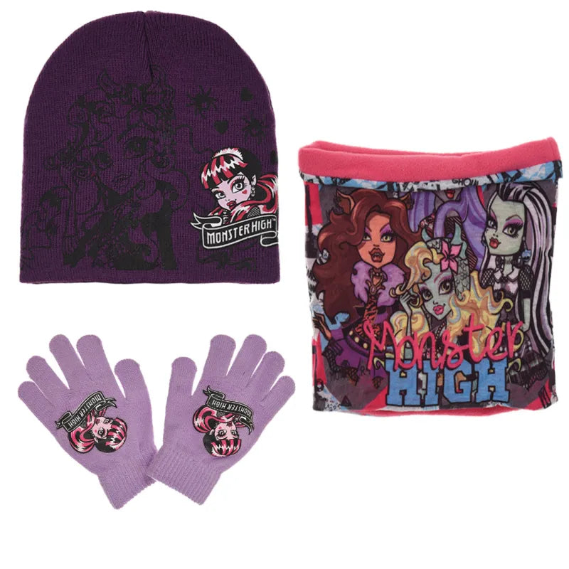 Monster High Girls 3tlg Set Kinder Mütze Wintermütze Handschuhe Loop - WS-Trend.de 52 54