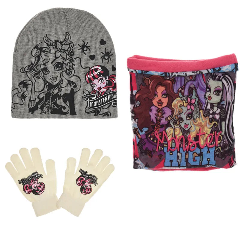 Monster High Girls 3tlg Set Kinder Mütze Wintermütze Handschuhe Loop - WS-Trend.de 52 54