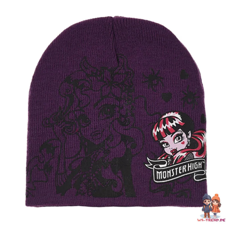 Monster High Girls 3tlg Set Kinder Mütze Wintermütze Handschuhe Loop - WS-Trend.de 52 54