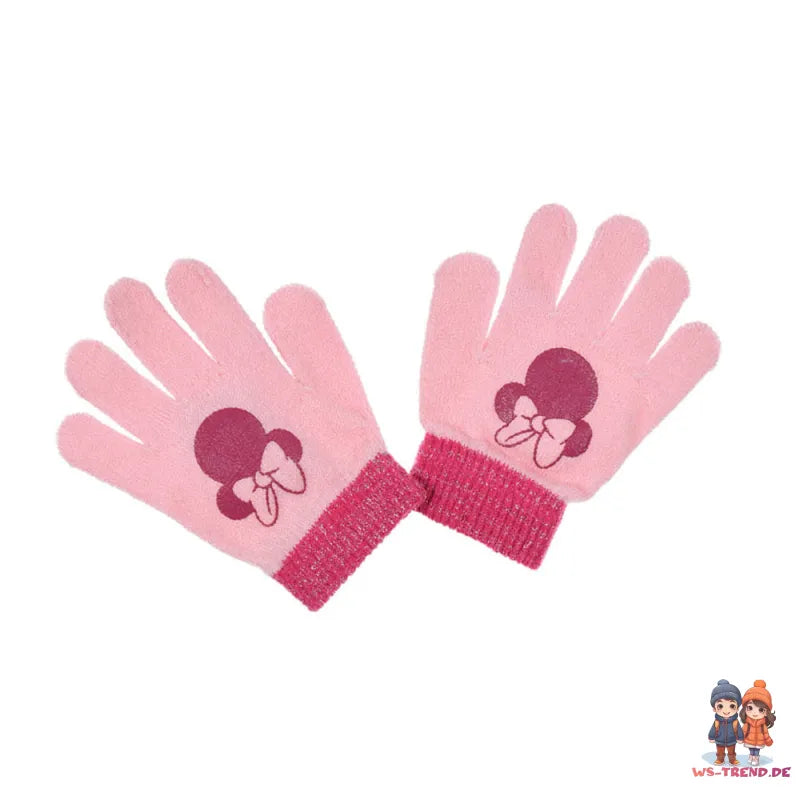 Disney Minnie Maus 2 teiliges Set Kinder Herbst Wintermütze plus Handschuhe - WS-Trend.de
