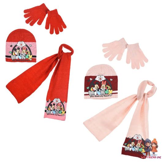 Disney Minnie Micky Maus 3tlg.Set Herbst Wintermütze Schal und Handschuhe - WS-Trend.de Kinder