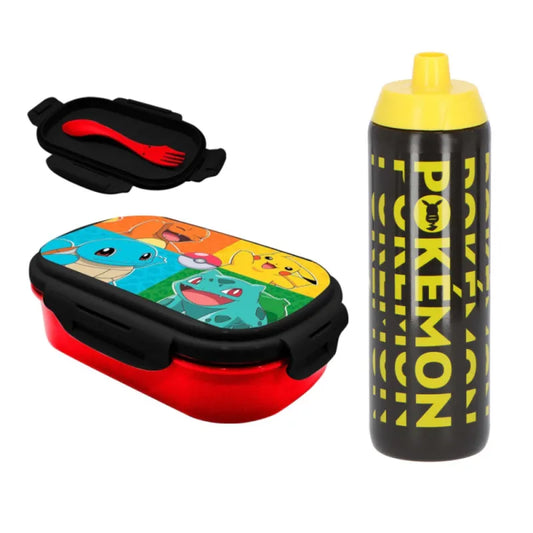 Pokemon Pikachu Kinder 3 tlg. SetBrotdose Gabel Löffel XL Trinkflasche 700ml - WS-Trend.de