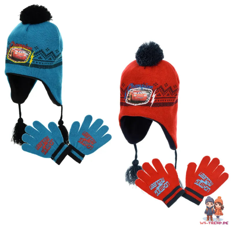 Cars Lightning McQueen Kinder Herbst Wintermütze plus Handschuhe - WS-Trend.de