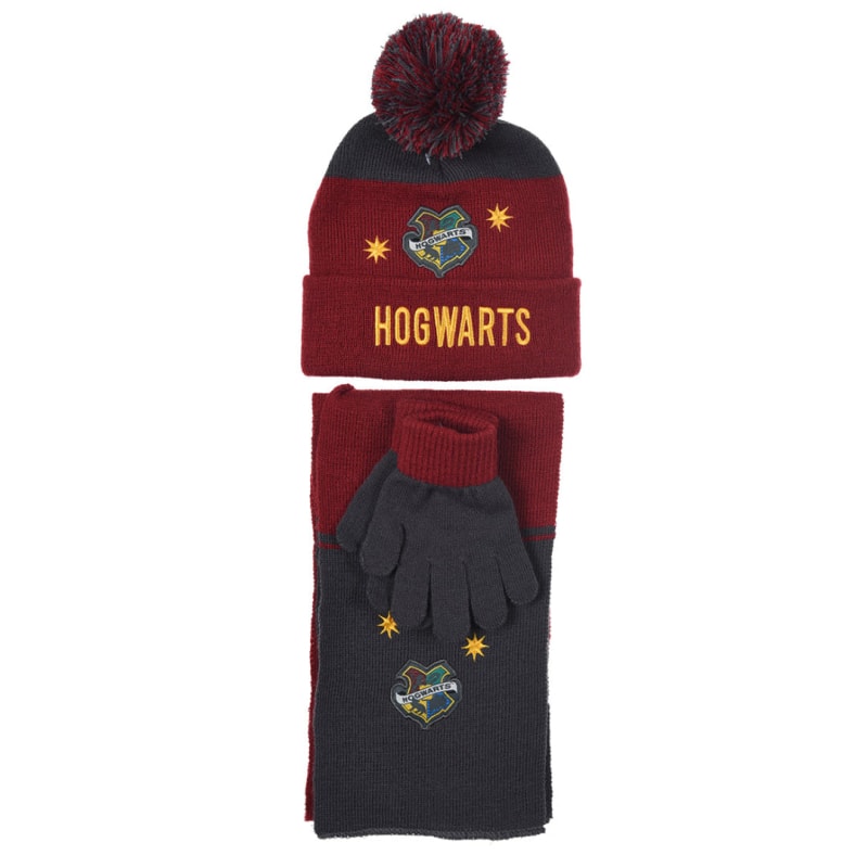 Harry Potter Hogwarts Kinder Jugend 3tlg Winter Set Mütze plus Schaal Handschuhe - WS-Trend.de
