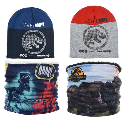 Jurassic World Dinosaurier Dino Kinder Herbst Wintermütze mit Loop Snood - WS-Trend.de 52 54