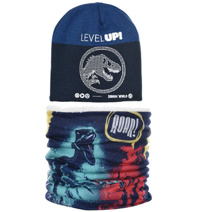 Jurassic World Dinosaurier Dino Kinder Herbst Wintermütze mit Loop Snood - WS-Trend.de 52 54
