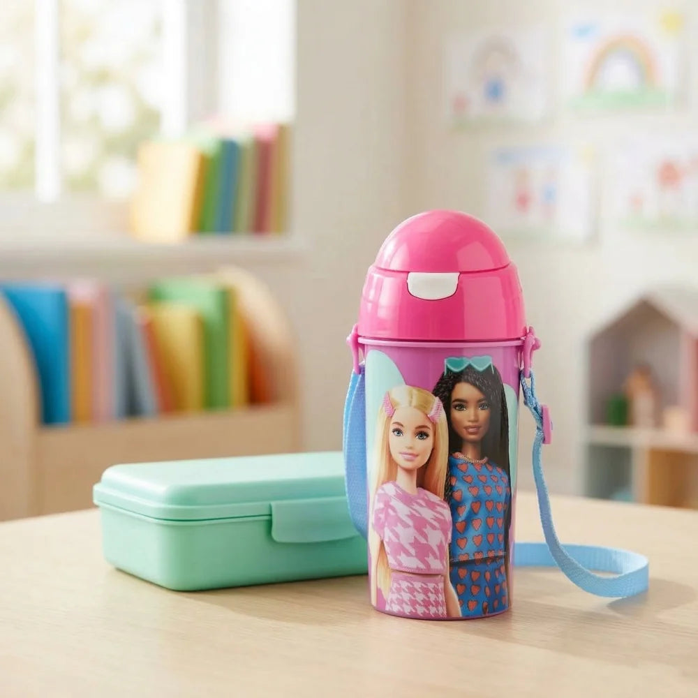 Barbie Kinder Sport Wasserflasche Trinkflasche Flasche Trinkhalm 500 ml - WS-Trend.de