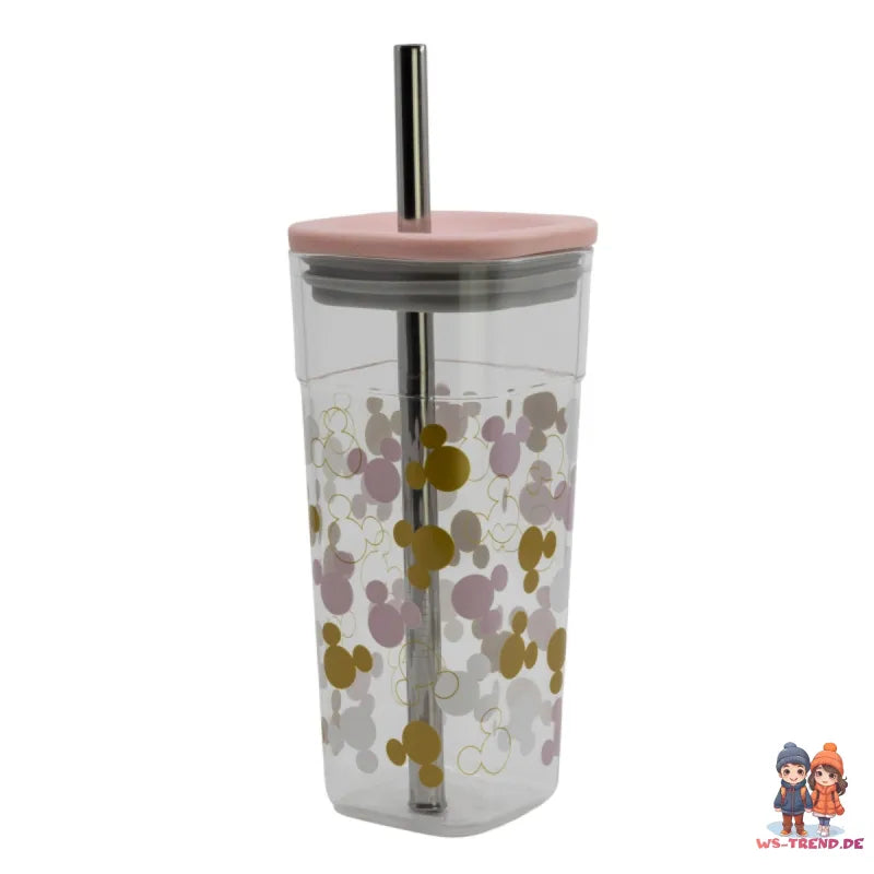 Disney Mickey Maus Trinkbecher Becher mit Edelstahl Trinkhalm 540 ml WS Trend.de
