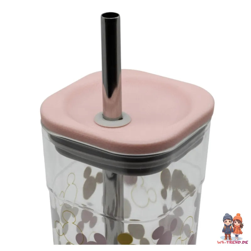 Disney Mickey Maus Trinkbecher Becher mit Edelstahl Trinkhalm 540 ml WS Trend.de