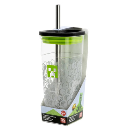 Minecraft Creeper Trinkbecher Becher mit Edelstahl Trinkhalm 540 ml - WS-Trend.de