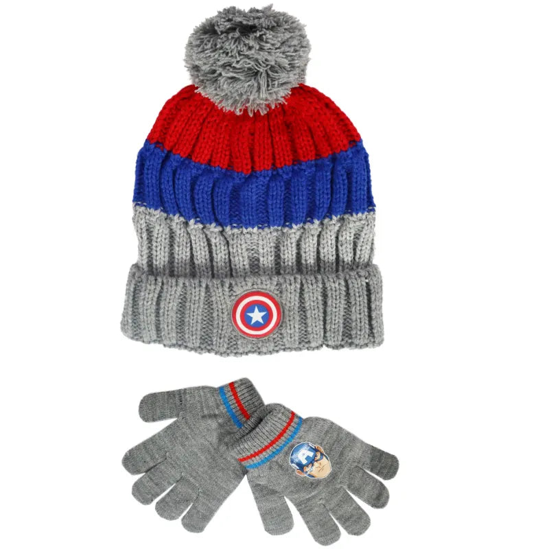 Marvel Captain America Wintermütze Bommelmütze plus Handschuhe - WS-Trend.de Herbst