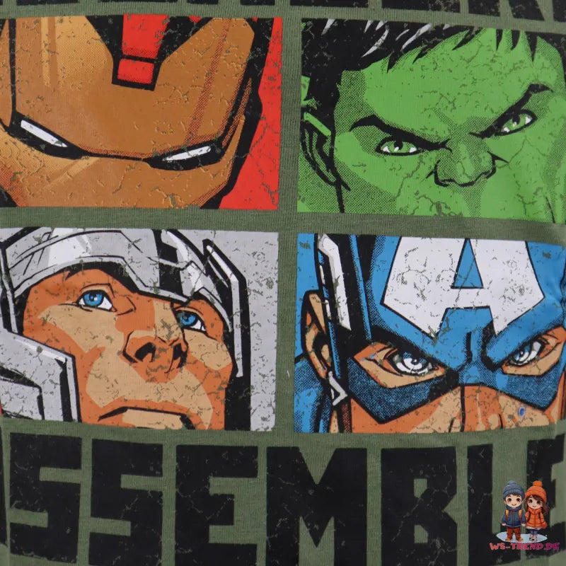 Marvel Avengers Kinder kurzarm T-Shirt - WS-Trend.de Weiß Grün 104-134 Baumwolle für Jungen