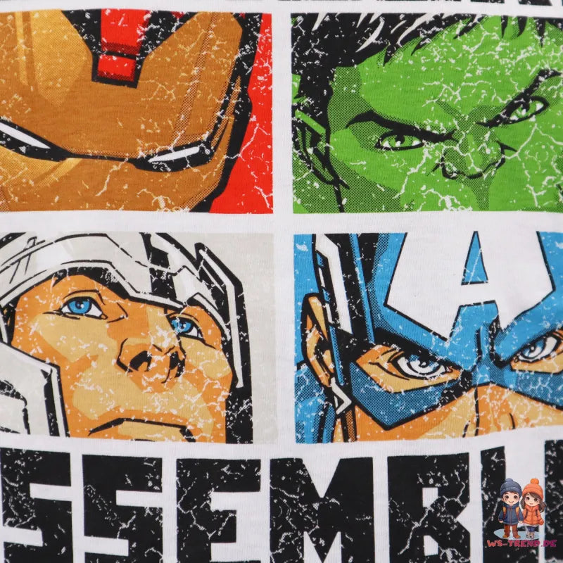 Marvel Avengers Kinder kurzarm T-Shirt - WS-Trend.de Weiß Grün 104-134 Baumwolle für Jungen