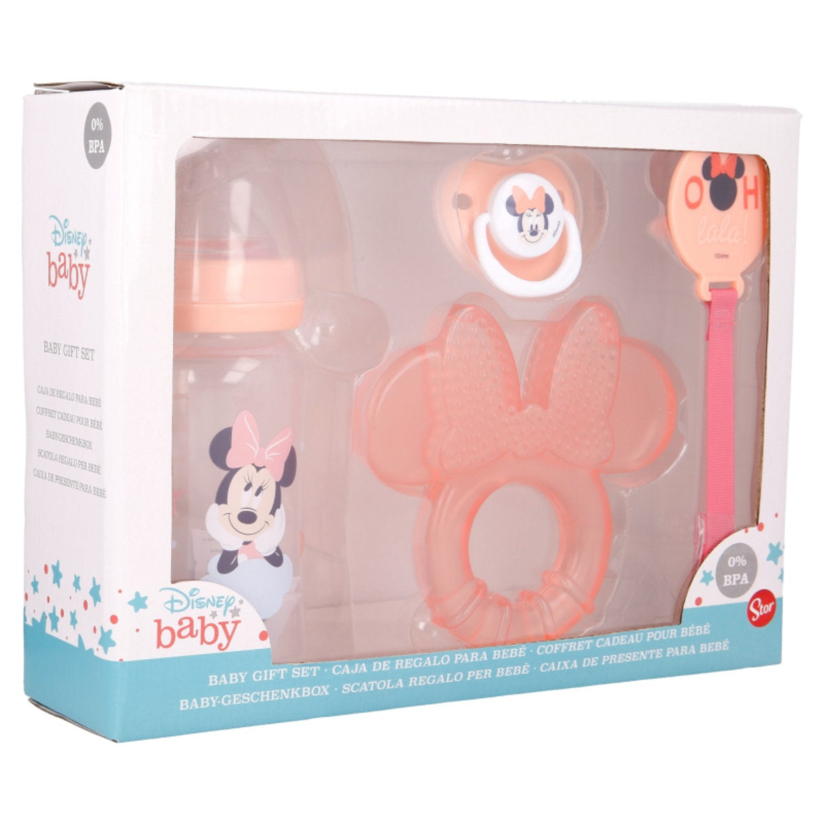 Disney Baby Minnie Maus Geschenkset Flasche Schnuller Schnullerhalter Beißring