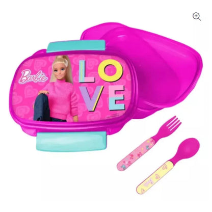 Barbie and Friends 4 tlg Kinder Set Brotdose Aluminium Trinkflasche Besteck - WS-Trend.de