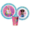 Barbie Kinder 3 teiliges Frühstücks Set Teller und Schüssel und Becher 260 ml