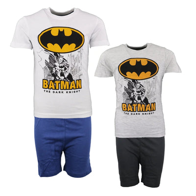 DC Comics BATMAN Kinder kurzarm Pyjama - WS-Trend.de kurz Schlafanzug 104 bis 134 Weiß Grau