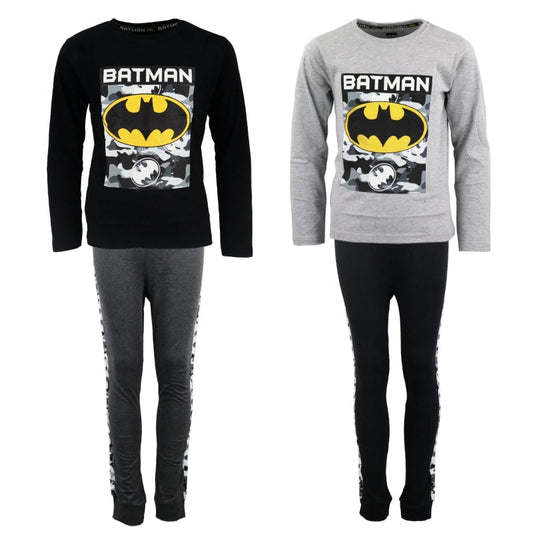 DC Comics Classic Batman Kinder langarm Pyjama Schlafanzug - WS-Trend.de Jungen lang 134 - 164 Schwarz Grau