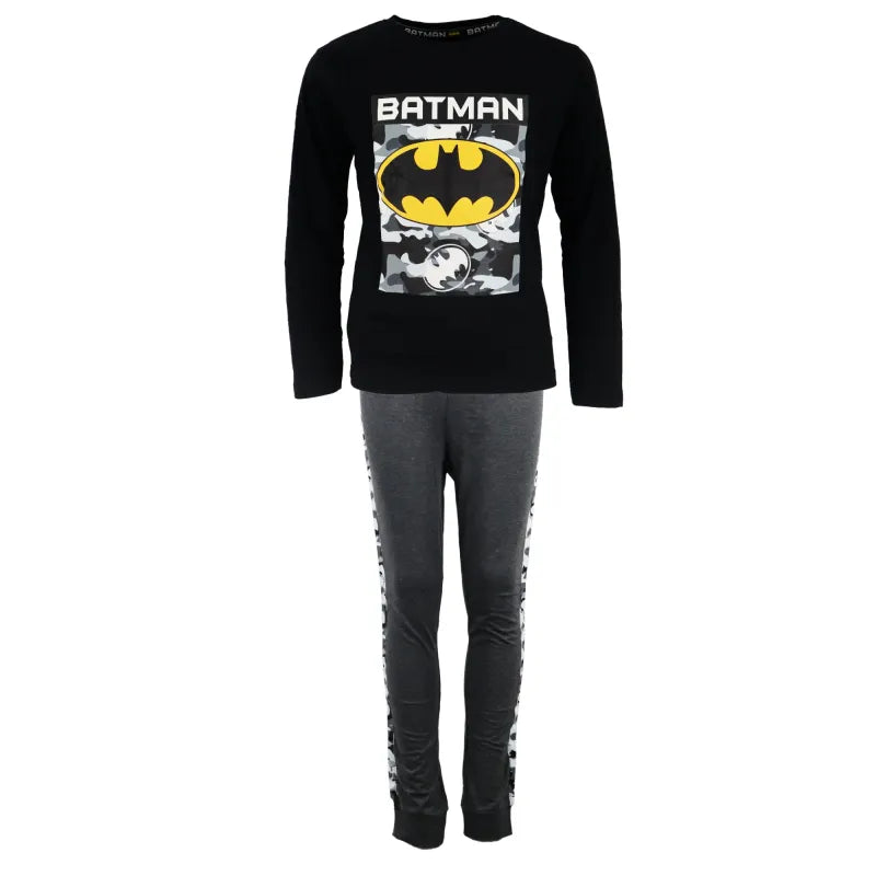 DC Comics Classic Batman Kinder langarm Pyjama Schlafanzug - WS-Trend.de Jungen lang 134 - 164 Schwarz Grau