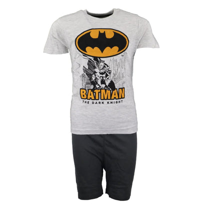 DC Comics BATMAN Kinder kurzarm Pyjama - WS-Trend.de Batman kurz Schlafanzug 104 bis 134 Weiß Grau