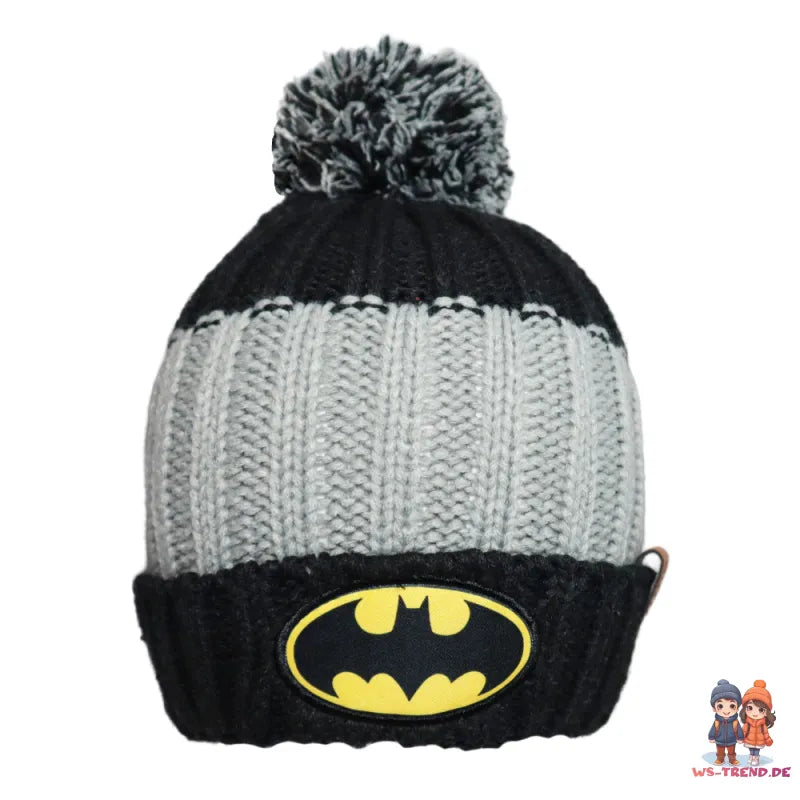 DC Comics Batman Kinder Wintermütze Bommelmütze Handschuhe - WS-Trend.de Gr. 52 54