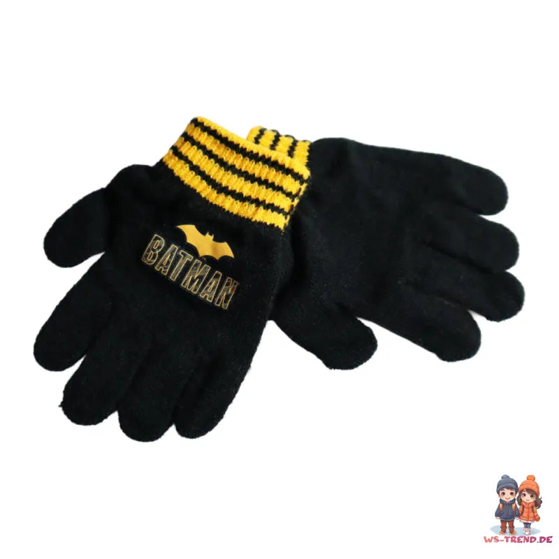 DC Comics Batman Kinder Wintermütze Bommelmütze Handschuhe - WS-Trend.de Gr. 52 54