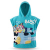 Bluey und Bingo Kinder Mikrofaser Poncho Badeponcho mit Kapuze 55x110 cm