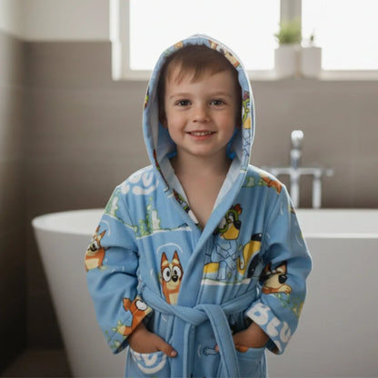 Bluey Bingo Kinder 3 tlg Set Bademantel Handtuch Handschuh Gr. 98 -128 - WS-Trend.de