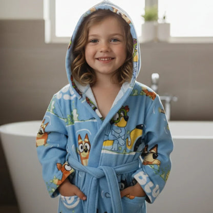 Bluey Bingo Kinder 3 tlg Set Bademantel Handtuch Handschuh Gr. 98 -128 - WS-Trend.de